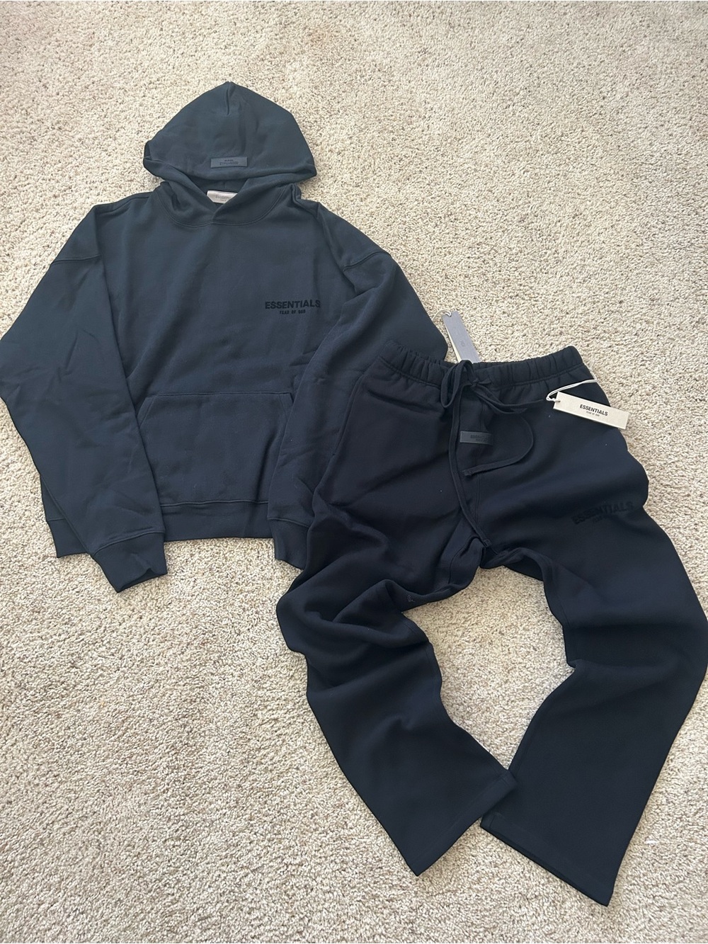Essentials mens Black Hoodie and Jogger Set